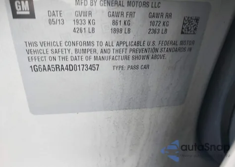 2013 Cadillac Ats Standard из США, поврежденный, VIN 1G6AA5RA4D0173457